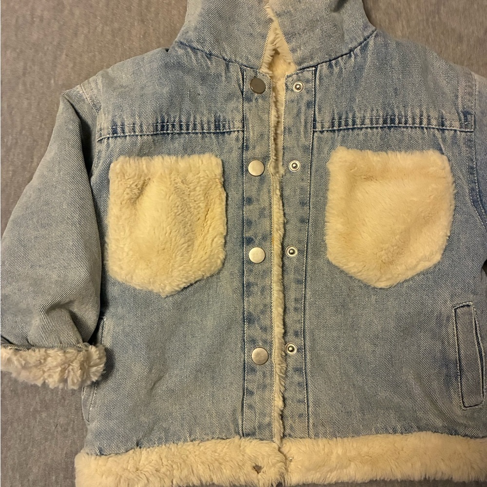 Kids Denim Jacket with Faux Fur Lining